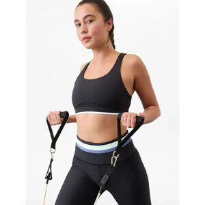 Athleta L Interval Tipped Sports Bra Black with White Tip Large Cup A-C